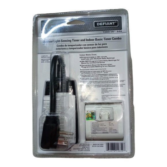Defiant Outdoor Light Sensing Timer and Indoor Basic Timer Combo - Brand New. - Picture 2 of 3